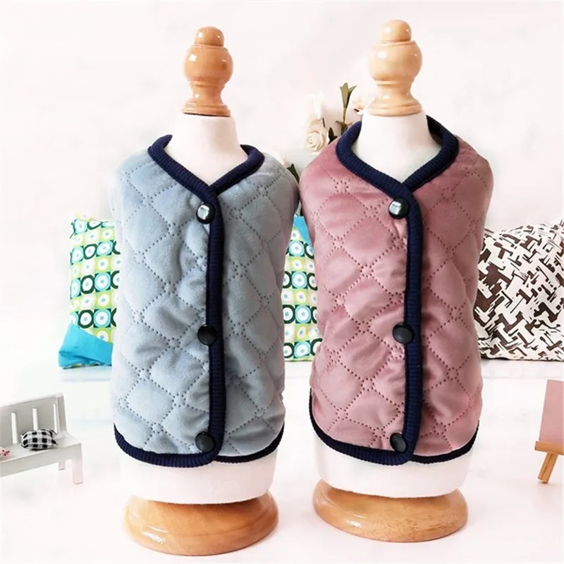 Ромбовидная зимняя одежда для собак розовое/синее теплое пальто без рукавов