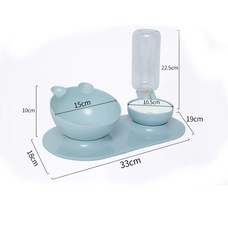 

Pet Cat Bowl Dog Water Feeder with Water Fountain Double Bowl Protection Neck Drinking Raised Stand Dish Bowls Pet Supplies
