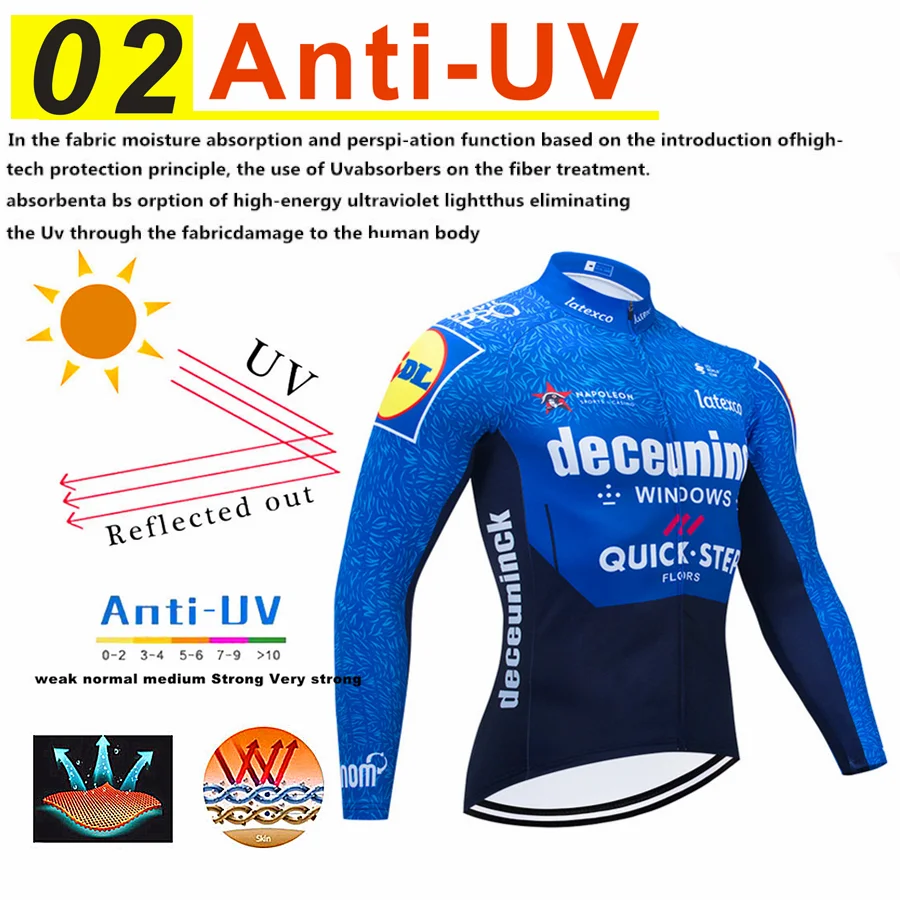 Deceuninck быстрый шаг зимний флис Велоспорт Джерси комплект горный велосипед одежда