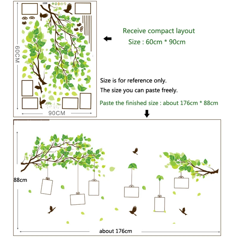 

Forest of memories tree Photo Frame Wall Stickers Living room Bedroom home decoration Mural Art Decals bird sticker wallpaper