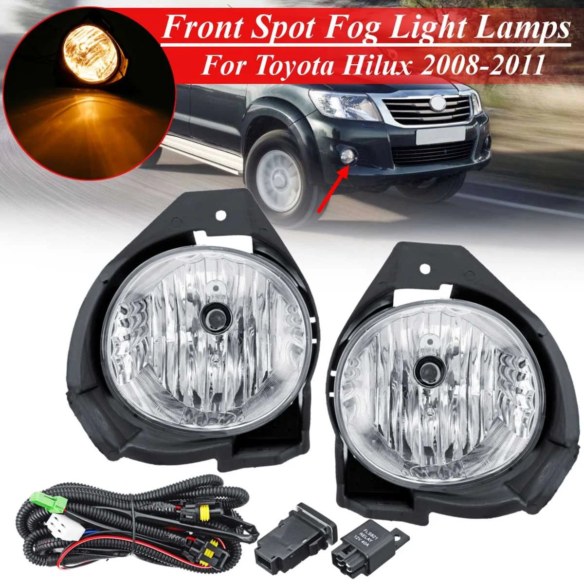 Противотуманные фары 12 В для Toyota Hilux Vigo 2008 2009 2010 2011 комплект сменных фар переднего