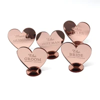 personalized engraved mirror acrylic setting name plaques heart place card table seat sign for wedding birthday party decoration