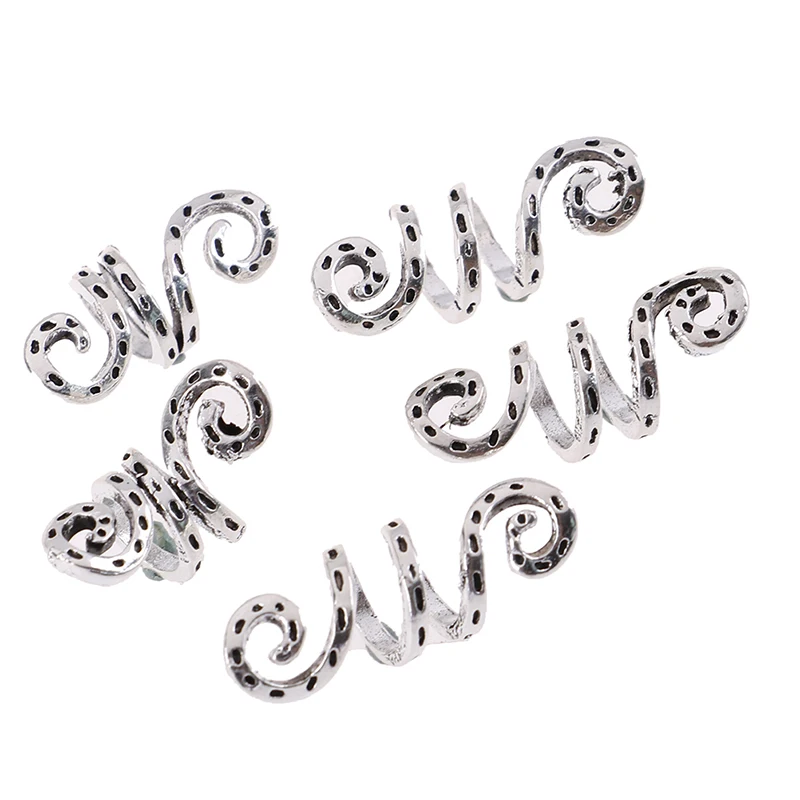 

5pcs Charms Metal Silver Viking Spiral Hair Braid Dread Beard Dreadlock Beads Rings Tube Clips For Hair Accessories