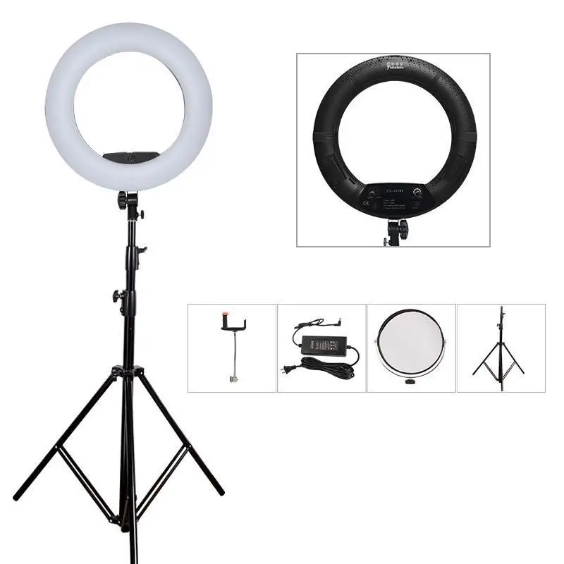 

Yidoblo Black FS-480II Camera Photo/Studio/Phone/Video 480 LED Ring Light +280cm Tripod 5500K Photography Dimmable Ring Lamp Kit
