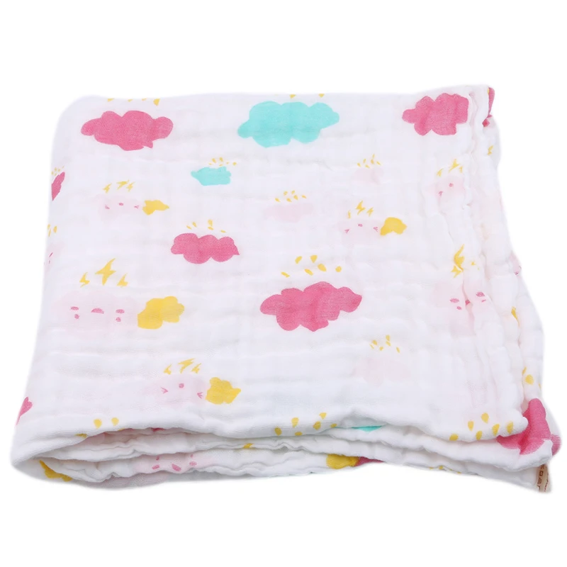 

Hot Sale High Quality Super Soft Breathable Muslin Cotton Newborn Baby Washed Baby Blanket Thick Bath Towel Cartoon Pattern