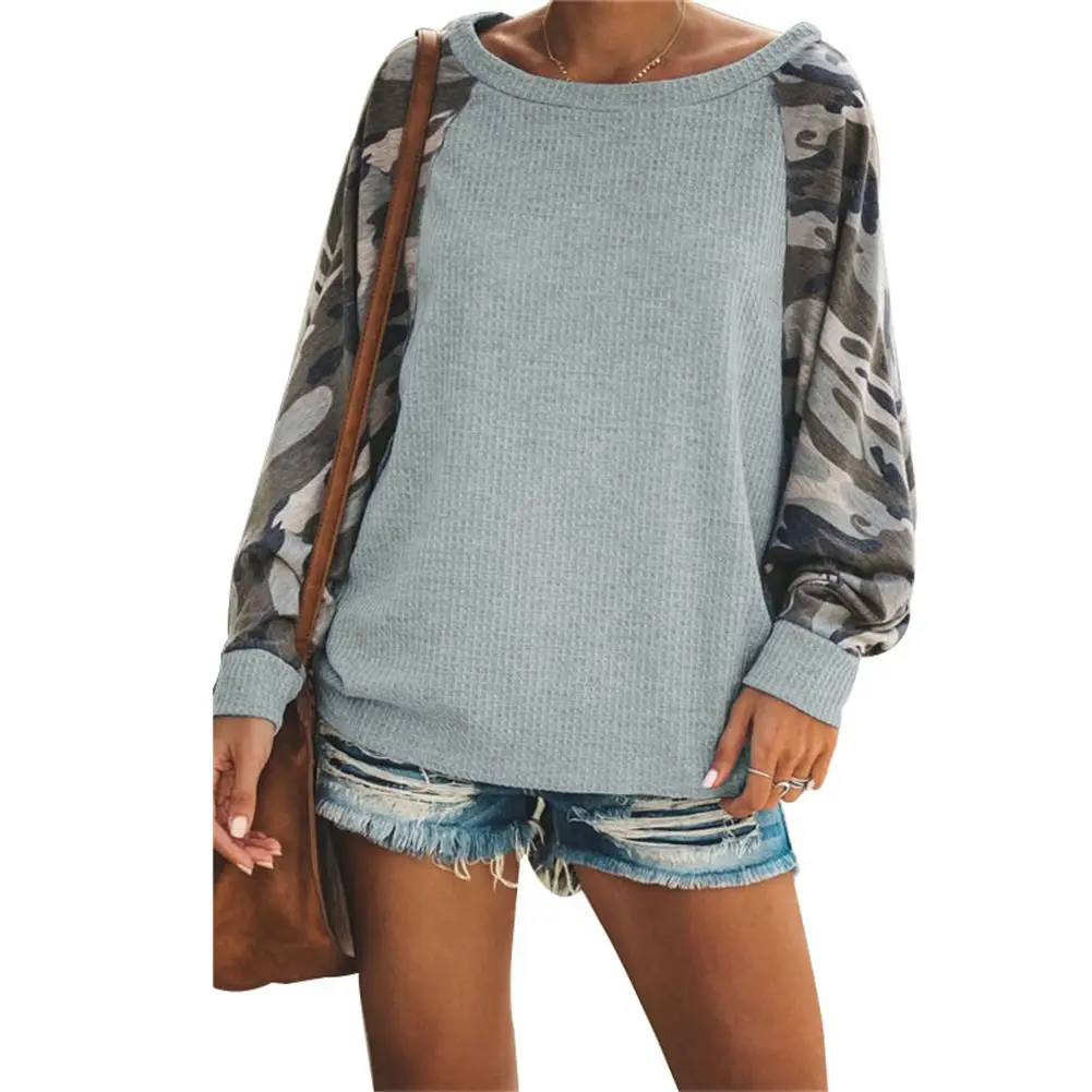 Новая женская футболка с камуфляжным принтом футболки длинными рукавами и