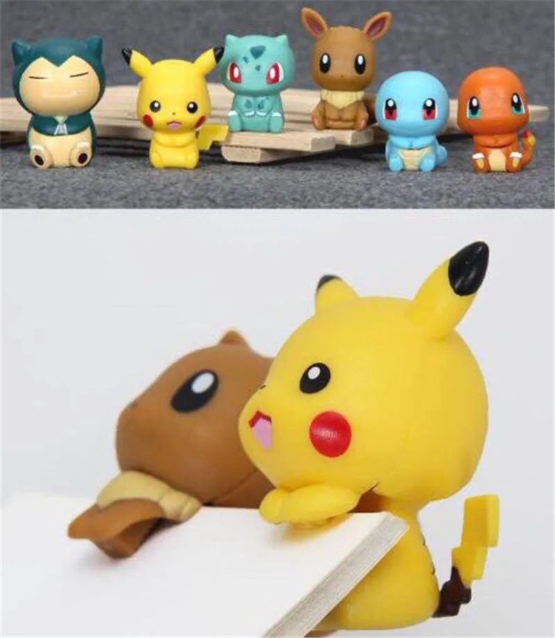 6 шт./компл. Покемон сидя осанка Пикачу Evee Snorlax белки Bulbasaur Фигурки игрушки|Игровые