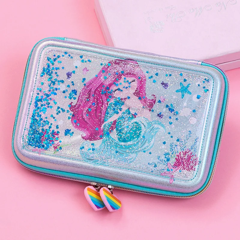 Пенал с единорогом и зыбучим песком милый многофункциональный чехол большой