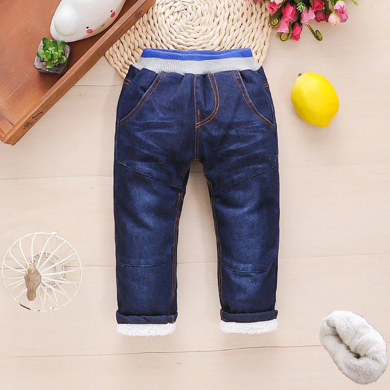 Зимние джинсовые брюки для маленьких мальчиков новые детские модные хлопковые