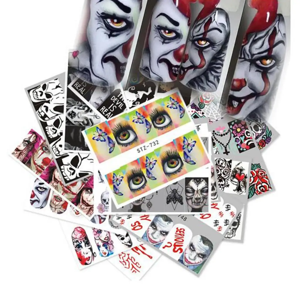 

25 Sheets 3D Halloween Nail Art Water Sticker Different Pattern For Manicure