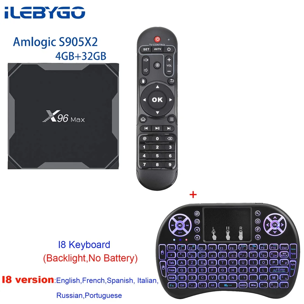 4GB 32GB I8 ILebygo X96 Max Android 8,1 умные телевизоры BOX Amlogic S905X2 4 ядра Гб 64 Декодер каналов кабельного телевидения 2,4 г и 5,8 Wi Fi BT 1000 м к media player - Цвет: 4GB 32GB I8