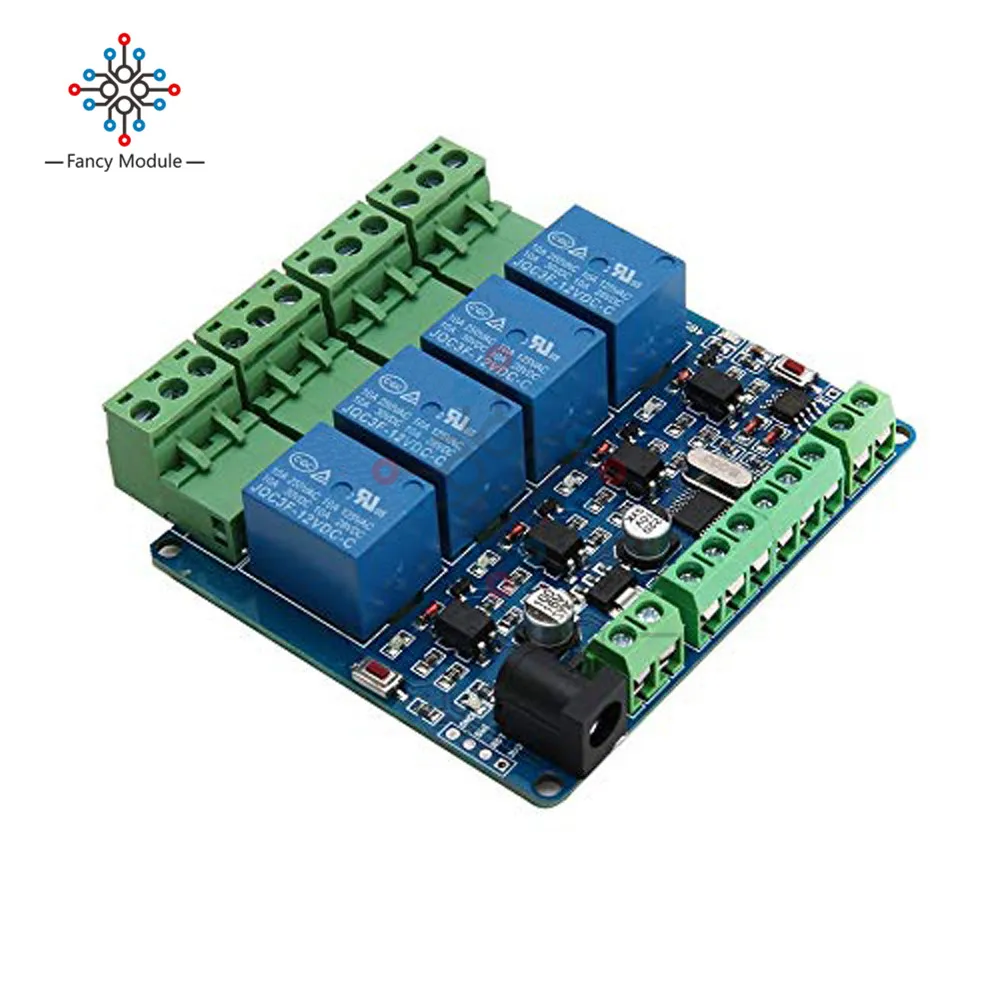 Diymore Modbus RTU 4 канала 12 В релейный выходной модуль платы переключатель вход RS485/ttl