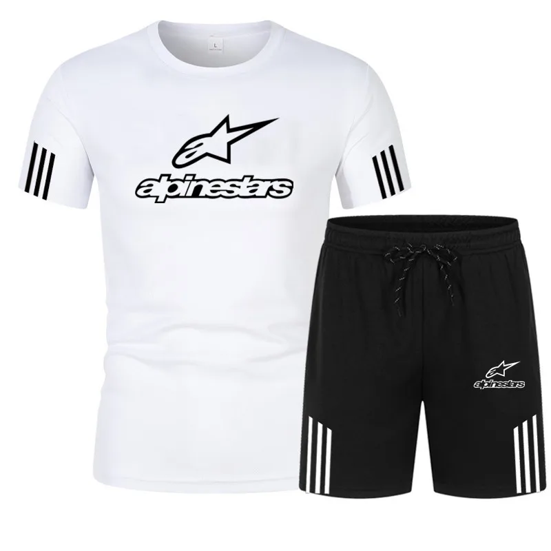 

Men's new summer leisure sports track suit fitness jogging short-sleeved T-shirt quick-drying shorts 2-piece set
