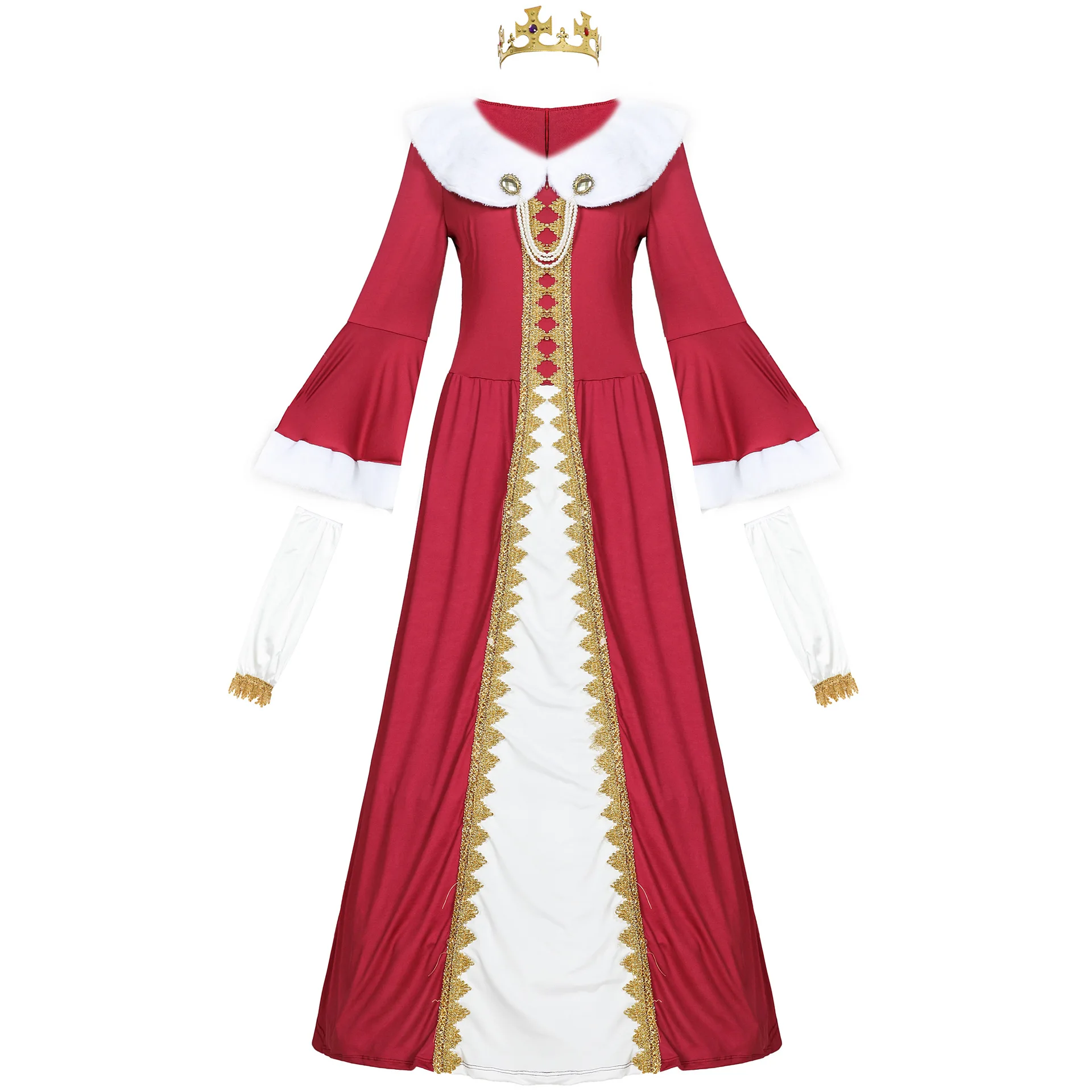 

Royal Medieval King And Queen Cosplay Halloween Costume Adult Couple Maxi Fancy Gown Dress Prince Princess Outfit For Men Women