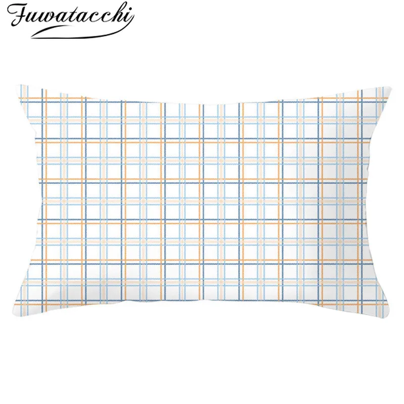 

Fuwatacchi Geometric Rectangle Cushion Cover Plaid Polyester Pillowcases for Home Sofa Decorative Throw Pillows Covers 30*50cm
