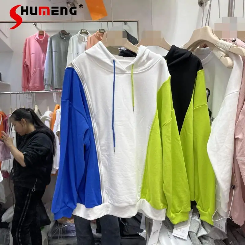 

Новинка 2021, Осенний женский европейский Топ с длинным рукавом и капюшоном, модный простой свитшот в студенческом стиле, женский свободный п...