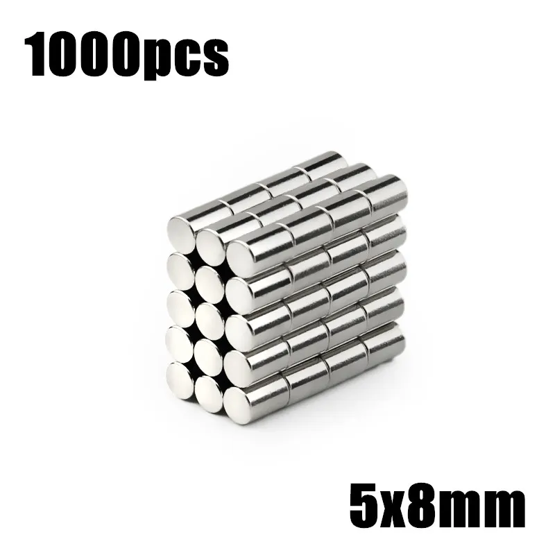 

1000pcs 5x8mm Super Powerful Strong Bulk Small Round NdFeB Neodymium Disc Magnets Dia 5mm x 8mm N35 Rare Earth NdFeB Magnet