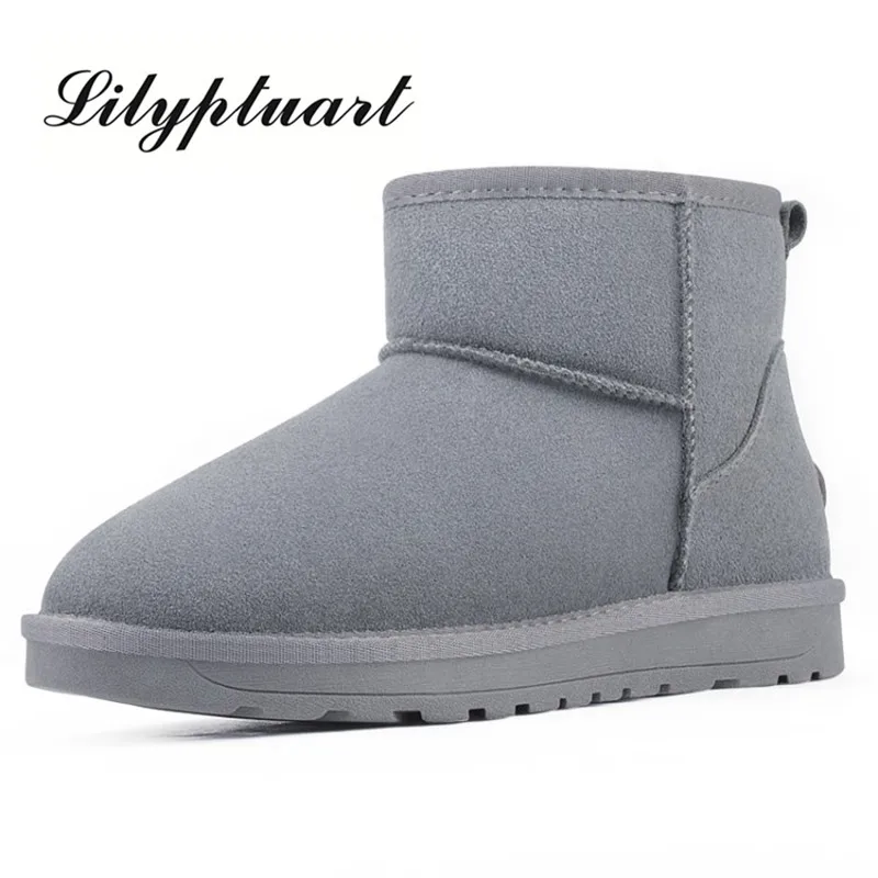 

Женские замшевые ботинки с круглым носком, Классические Теплые зимние ботинки на низком каблуке и резиновой подошве, 2018