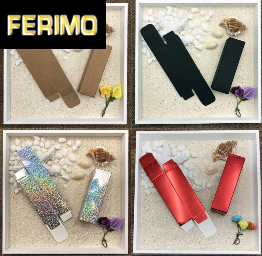 

100pcs Black Kraft Paper Cardboard Box Small Lipstick Box Tube Cosmetic Perfume Bottle Box Essential Oil Bottle Packaging Box