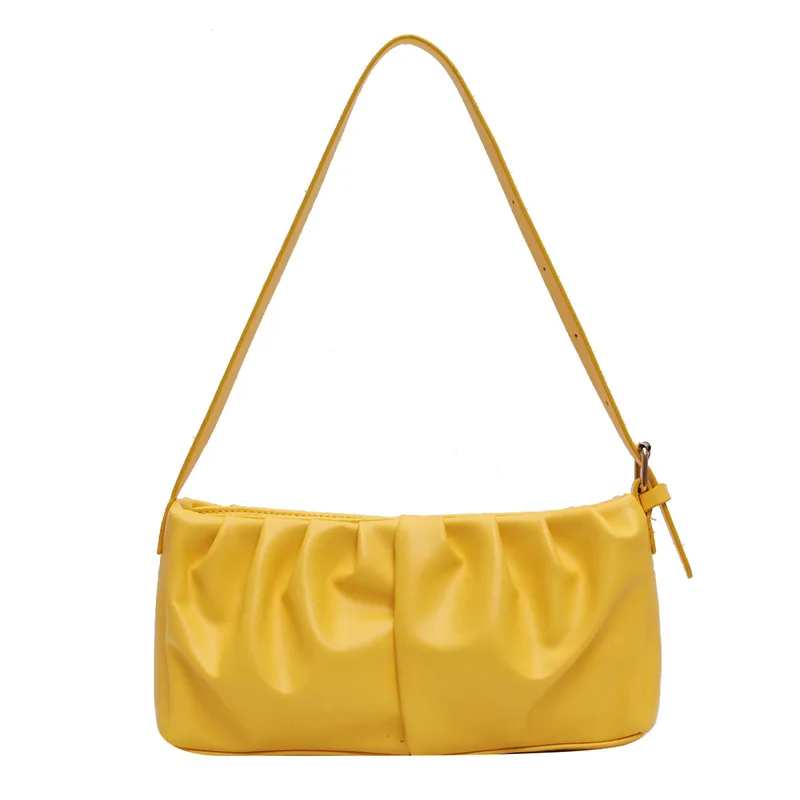 

Retro Totes Bags for Women 2020 Vintage Ruched Handbag Soft Leather Female Small Subaxillary Bags Casual Retro Mini Shoulder Bag
