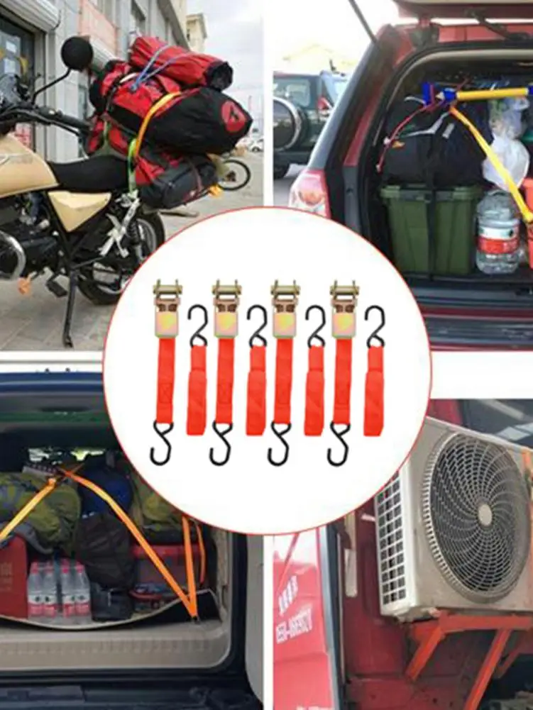 

Durable Ratchet Tie Down Hold Secure Cargo Straps Hauling Truck Auto Straps Lashing Package Webbing Interior Accessories