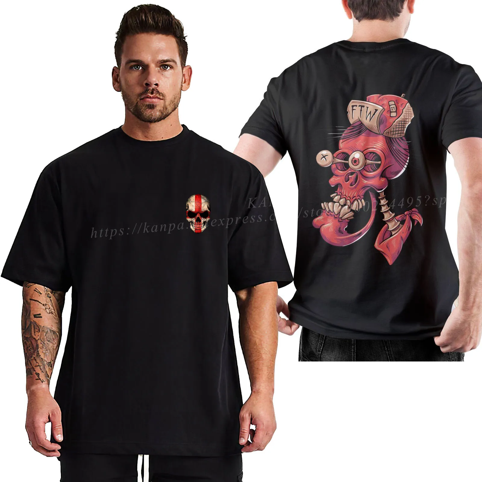 

Fashion Design Skulls Men's Cotton T-shirt Short Sleeve Basic StyleT Shirt Men Summer Tops Man High Street Graphic Novelty Tees