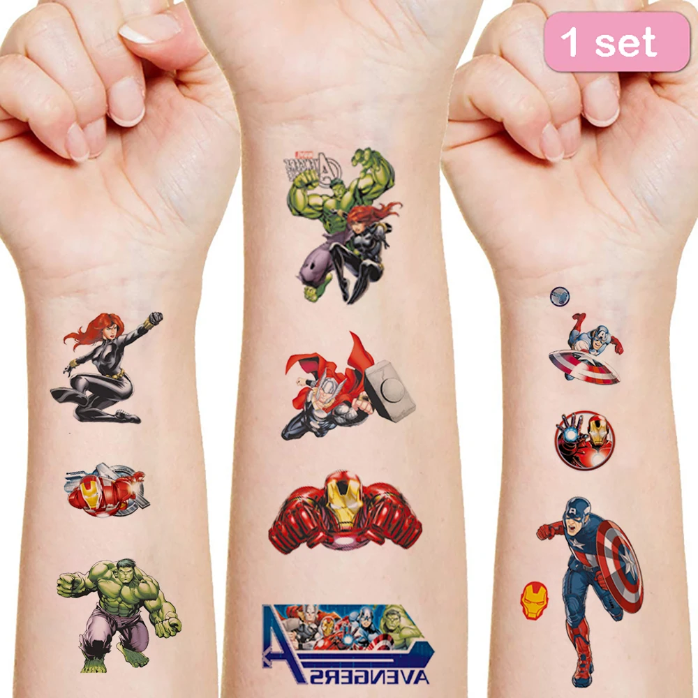 

Marvel Avengers Iron Man Tattoo Sticker Random 1 Pack Spiderman Captain Hulk Thor Cartoon Child Girl Christmas Birthday Gift