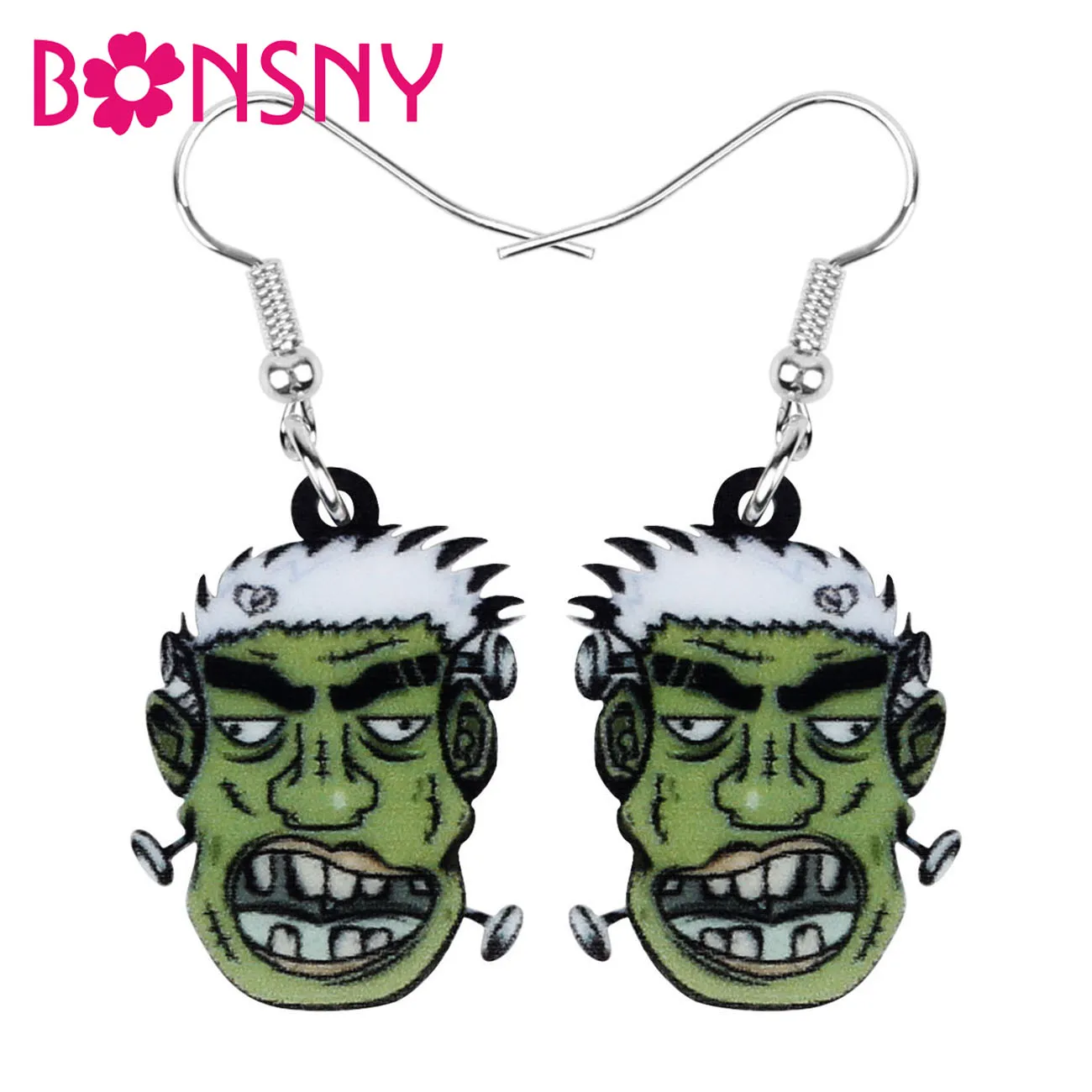 Акриловые украшения Bonsny в виде головы зомби для Хэллоуина ювелирные фестиваля
