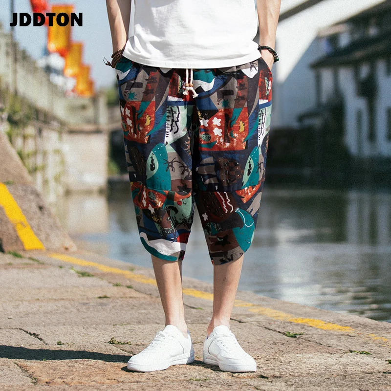 Мужские Винтажные штаны шаровары JDDTON хлопково льняные повседневные свободные