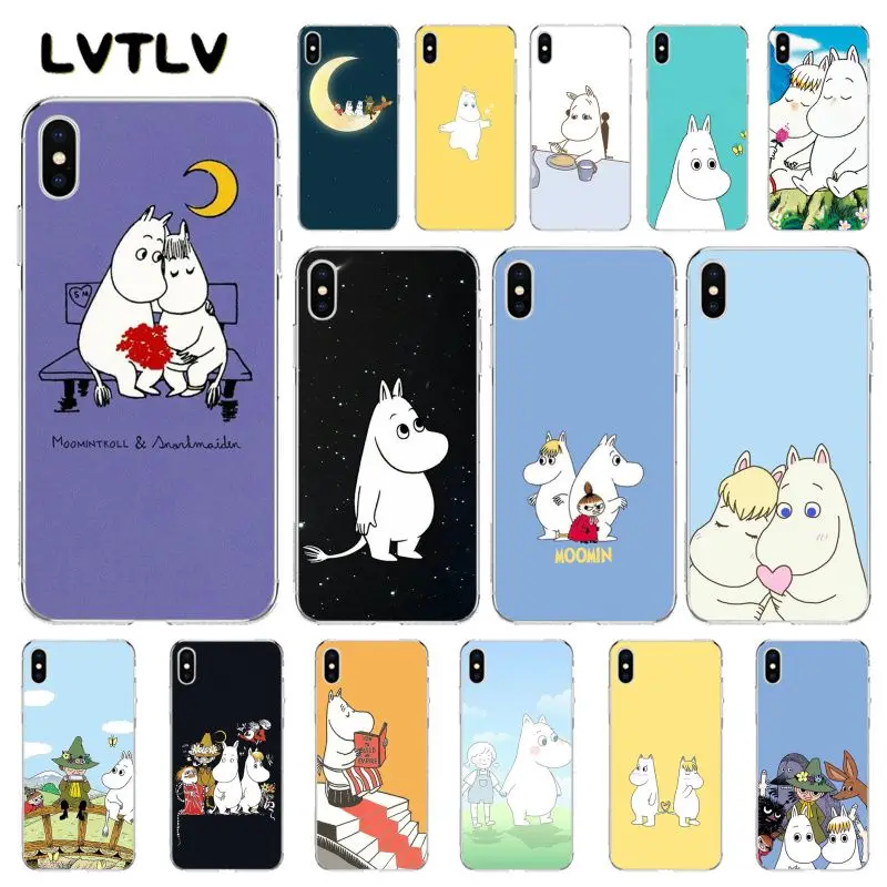 LVTLV мультфильм милый Муми Тролль Бегемот чехол для телефона iPhone 11 pro XS MAX 8 7 6 6S Plus X 5