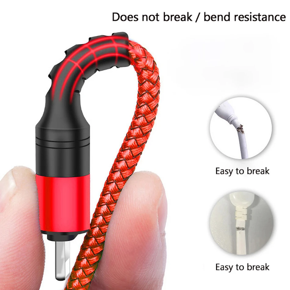 5А 3 в 1 кабель Micro USB нейлоновый плетеный типа C для быстрой зарядки iPhone7 11 XS Samsung Xiaomi