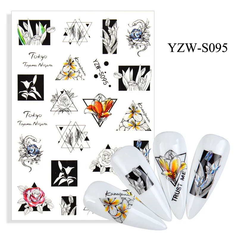 

3D наклейки для ногтей, змея, рука, цветок лилии, слайдер, наклейки, дизайнерские наклейки, наклейки для маникюра, наклейки