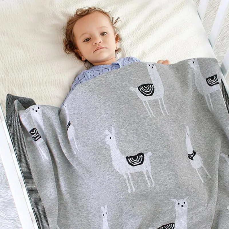 New 2020 Infant Baby Boy Girl Alpaca Printing Knit Blanket Autumn Winter Newborn Baby Quilt Boys Girls Hold Blanket