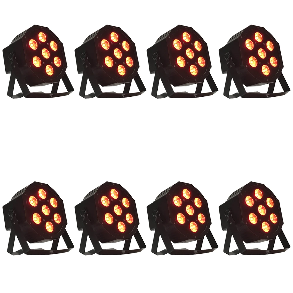 

8 Pieces / 7x18w RGBWA UV Led Par Light DMX512 Stage Dj Flat Par Light Full Color Dyeing Lamp