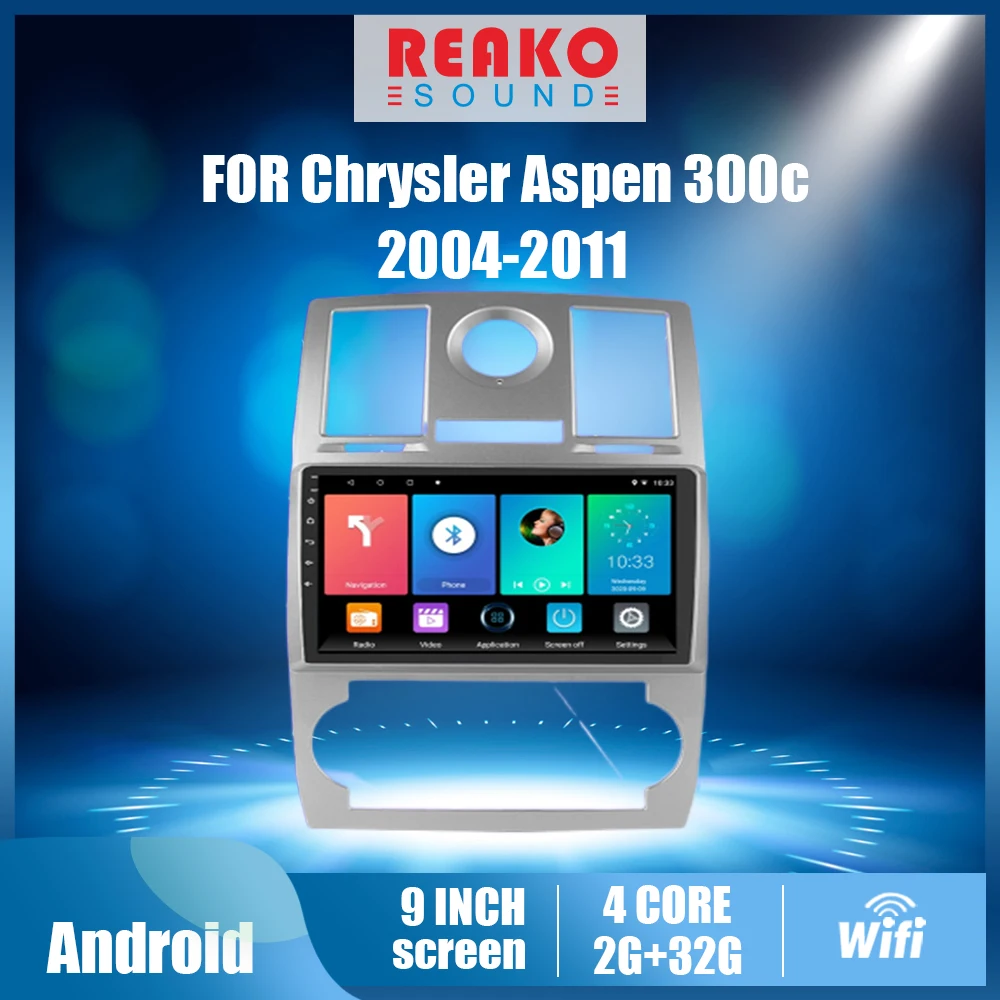 

REAKOSOUND 2Din Car Radio For Chrysler Aspen 300C 2004-2011 2.5D FM BT GPS Navigation Head Unit 9'' Android Multimedia Player