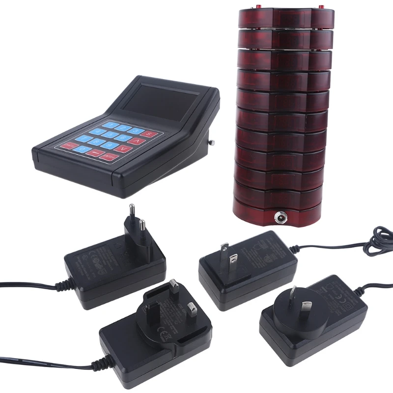 

Wireless Guest Queuing System with Keyboard Transmitter 10 Red Pager Receivers Suitable for Hospital Restaurant