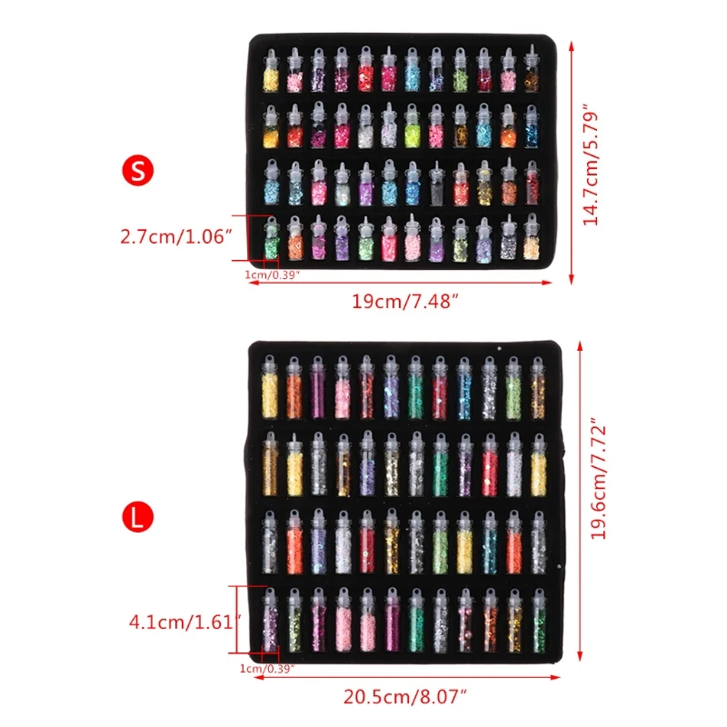 

1 Set 48 Bottles Flash Sequin Powder Decoration Silicone Mold DIY Jewelry Making