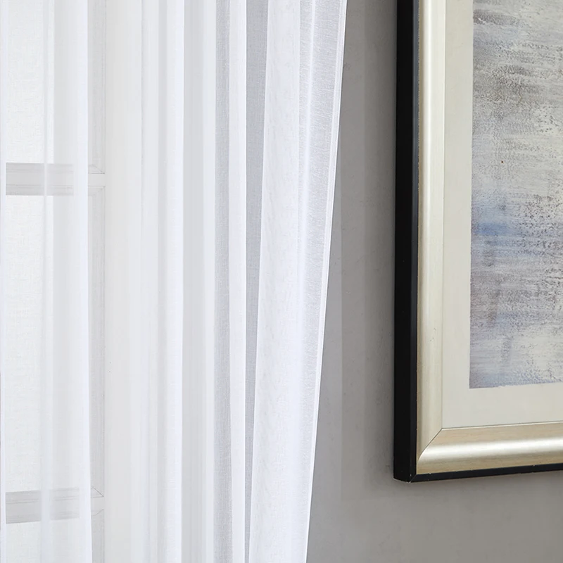 Настраиваемые однотонные серые тюлевые шторы для гостиной корейские прозрачные