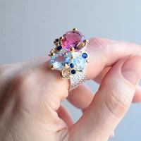 large purplelt blue zirconia ring silver plated jewellery beautiful shiny rings women latest fashion accessories