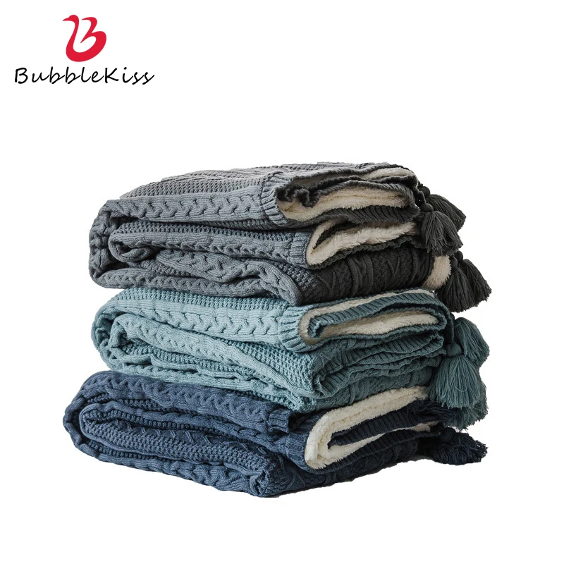 

Bubble Kiss, новинка, Современный домашний декор, вязаное одеяло с нитью, зимнее бархатное теплое одеяло, дизайнерское офисное одеяло для коротко...