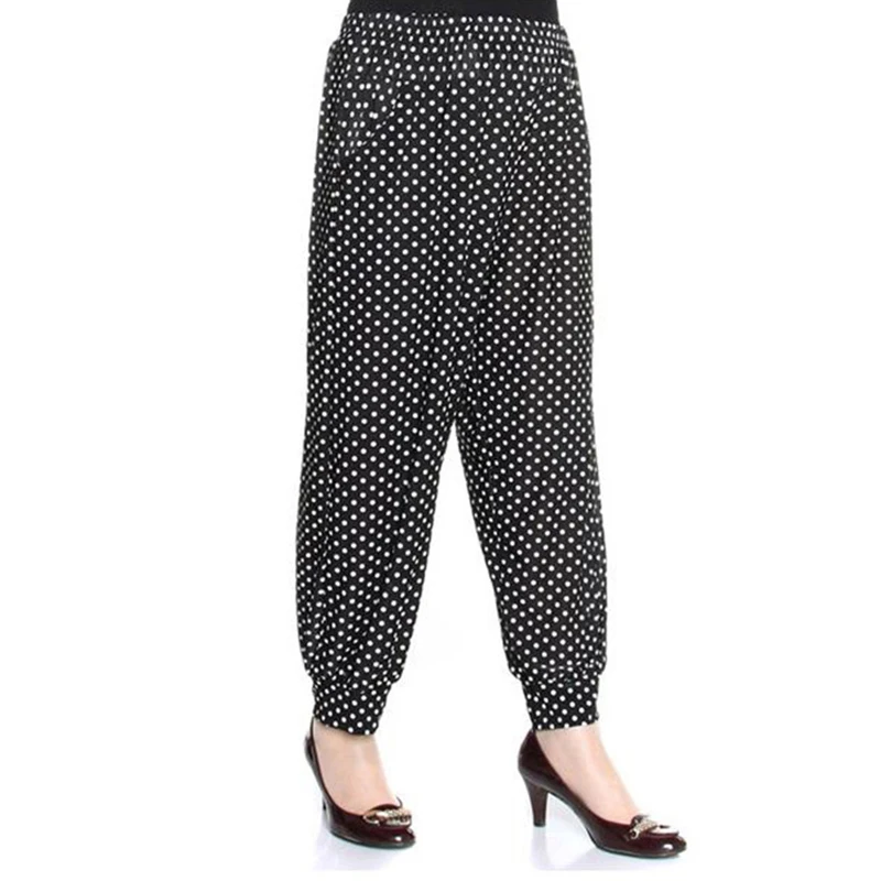 

Women's Middle Aged Casual Baggy Harem Pants Wide Leg Floral Beach Trousers 2020 Streetwear Woman Harem Pants Female Joggers