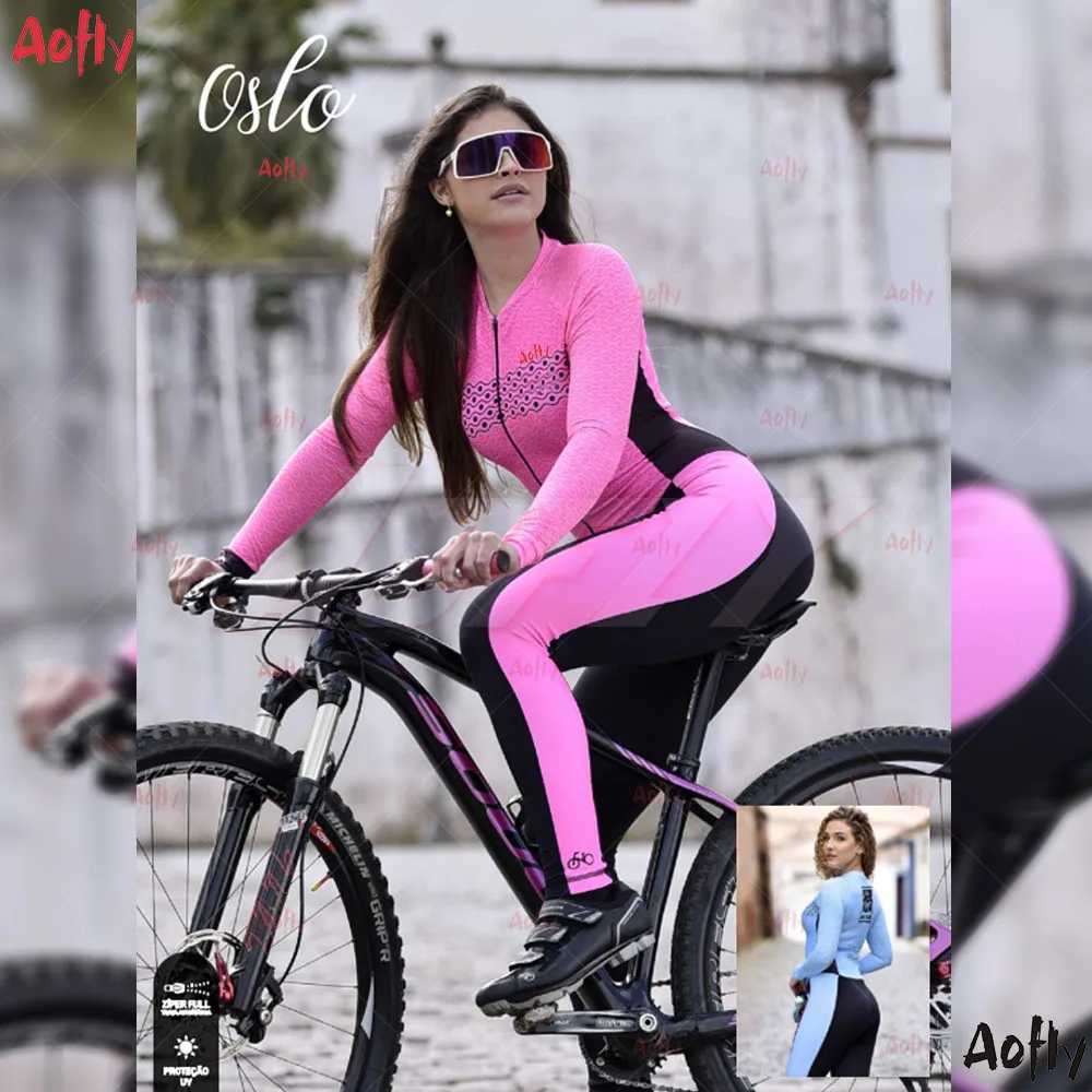 

Macaquinho Ciclismo Feminino Long Sleeve Triathlon Bicycle Overalls Women Cycling Clothing Women's Jumpsuit Moleton Jersey mtb