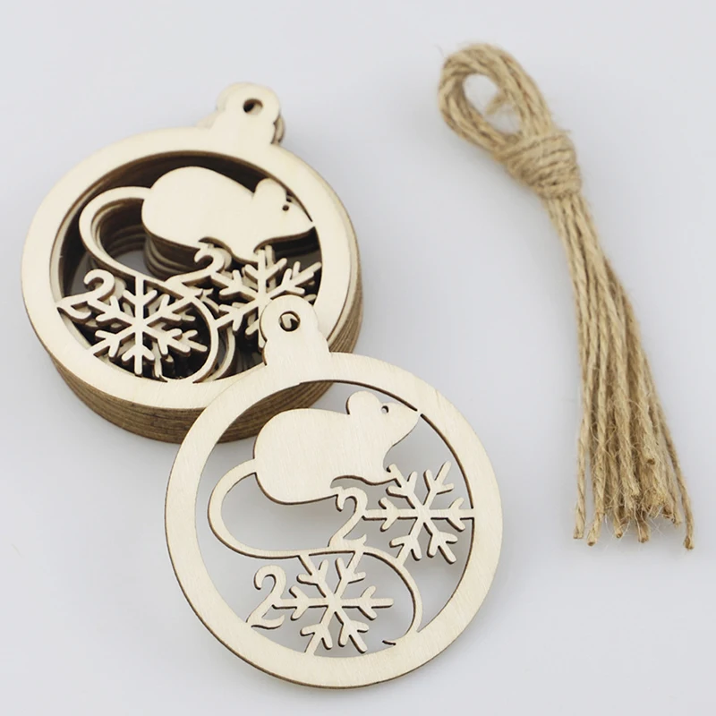 10 шт. Рождественские елочные украшения DIY натуральные деревянные лося Снеговик