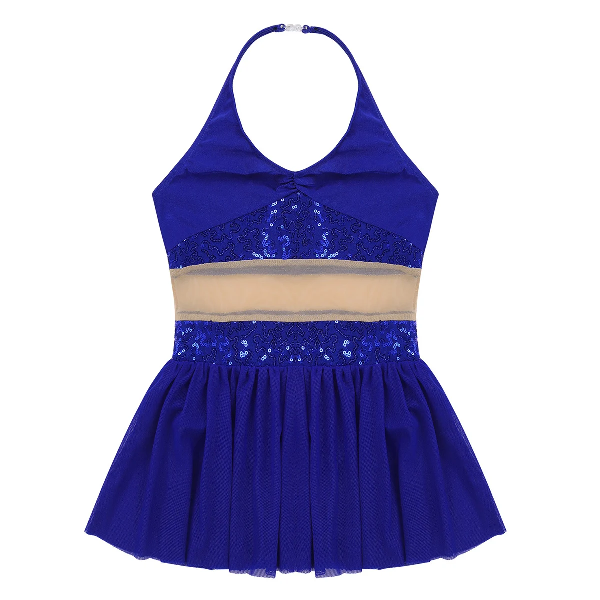 Шифоновое платье для девочек с блестками Сетчатое эластичное фигурного катания