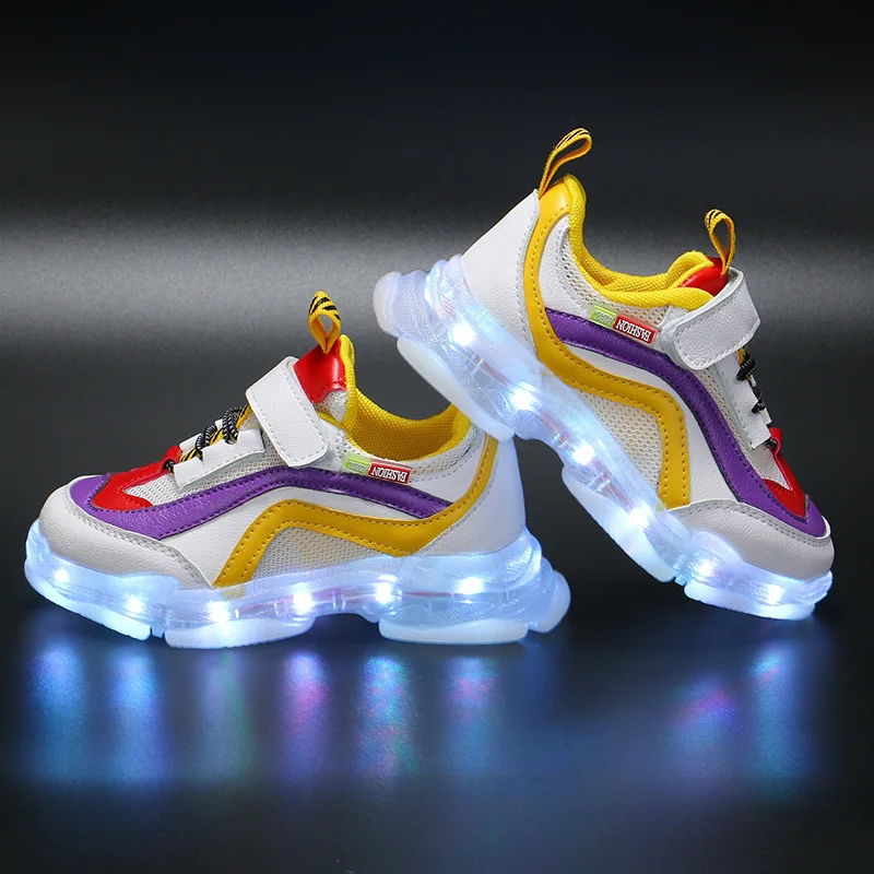 

2021 Size 25-36 Girls Glowing Sneakers Kids Led Shoes Baby Lighting Shoes Children Light Up Sneakers Boys Running Luminous Shoes