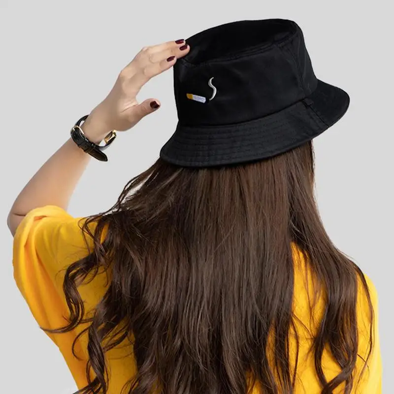 Унисекс Панама шапки для рыбаков отдыха модные женские с вышивкой сигарет Боба