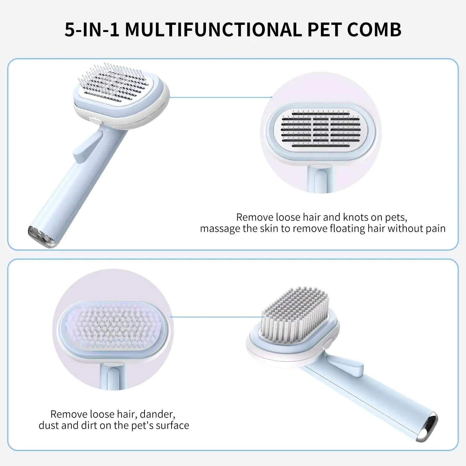 Hoopet собака Кот щетка 5 в 1 комплект для ухода за шерстью домашних животных длинный