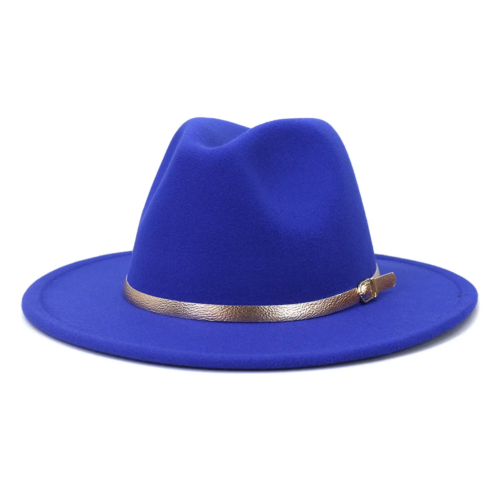 Мужская классическая фетровая шляпа Wo в стиле ретро с широкими полями и золотым