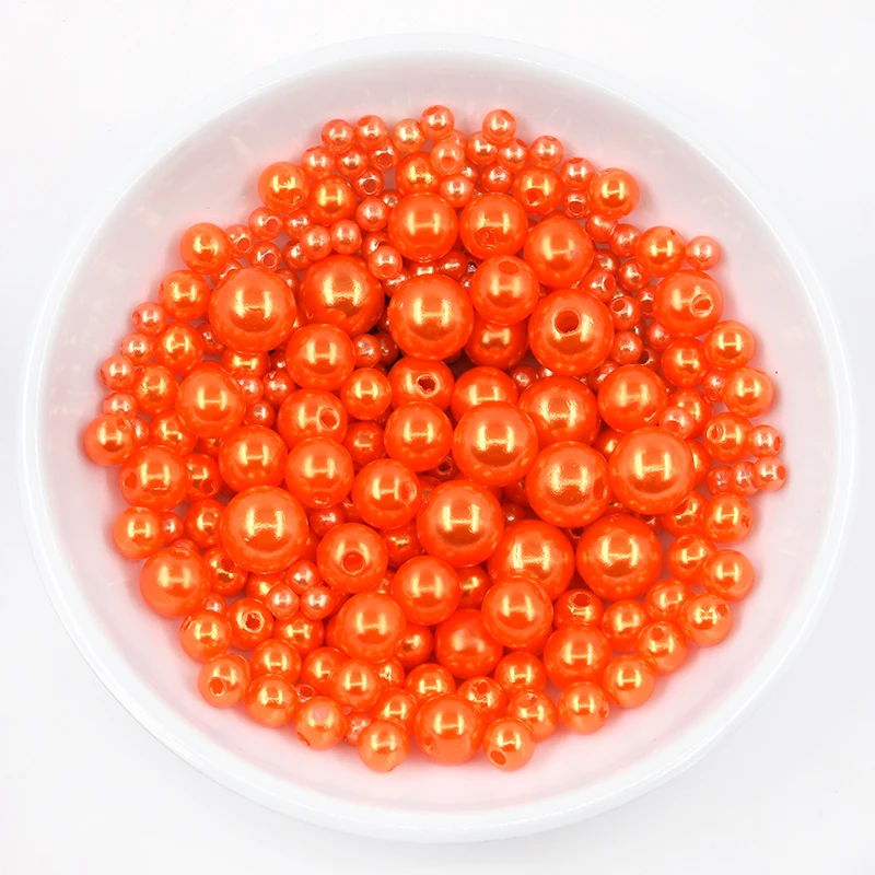 Orange 3/4/6/8/10 мм в диаметре, различные Размеры вариант около 20 г/лот случайная смесь цветов, не требующие отверстия в ухе, жемчуг Круглые бусины для рукоделия украшение для альбома - Цвет: Orange