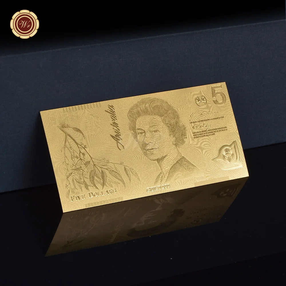 Оптовая продажа новые австралийские банкноты WR из золотой фольги 1/2/5/10/100/500
